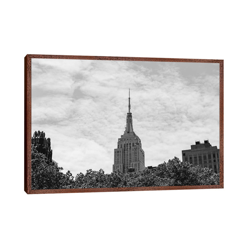 Empire State Building II by Bethany Young - Print on Canvas, Classic Brown Wood Framed, 45.72cm H x 66.04cm W x 3.81cm D