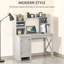 Bureau avec rangement - Gris - Idéal pour le bureau à domicile et la salle d'étude - Armoire à 2 portes et 8 étagères ouvertes - Complétez votre espace de travail