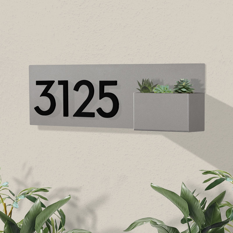 Plaque d'adresse murale Vista View, Gris