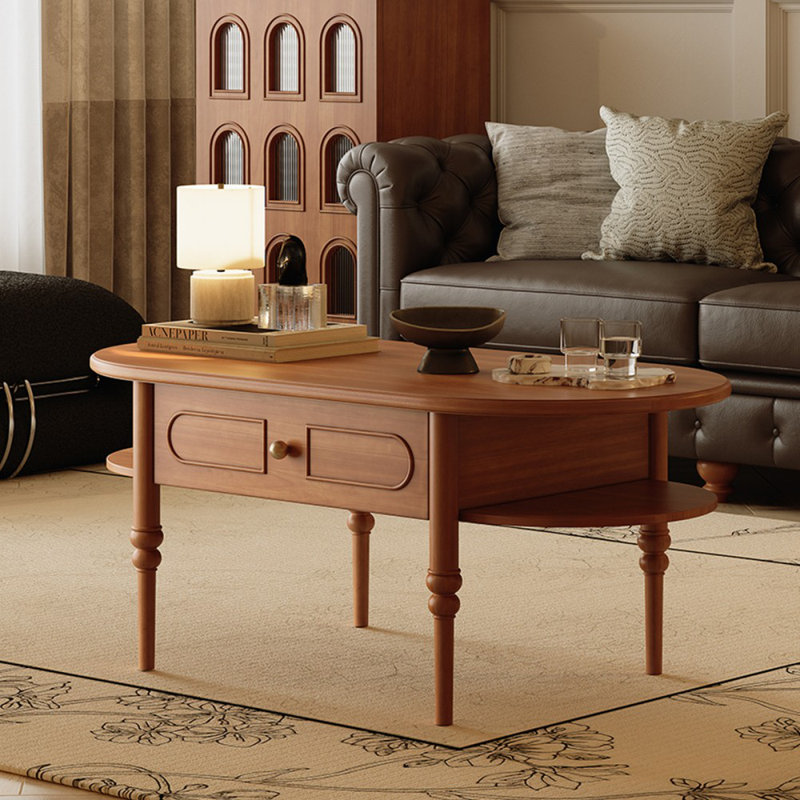 Table basse ovale en bois manufacturé de 47,24 po
