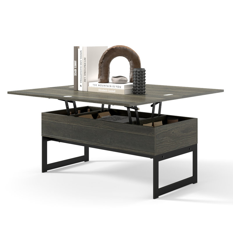 Table basse Susie 4-en-1 avec rangement, table basse multi-fonctions pour le salon, Gris