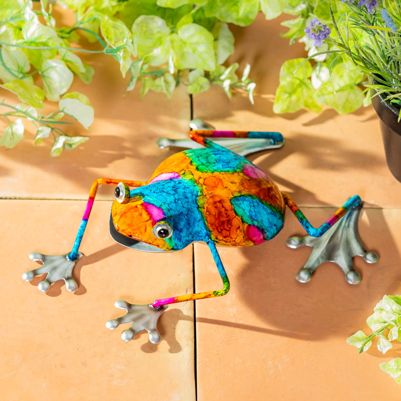 Statue de jardin grenouille en métal, 5 po