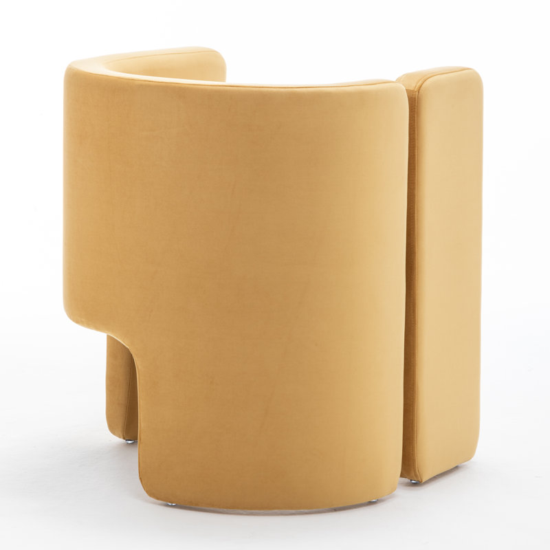 Modern Upholstered Barrel Dining Chairs, 4, Yellow