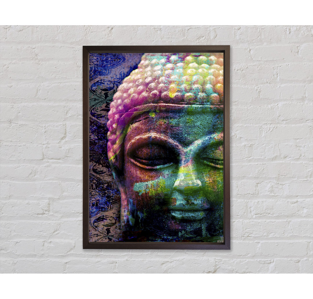 Retro Rainbow Buddha - Einzelner Bilderrahmen Kunstdrucke auf Leinwand