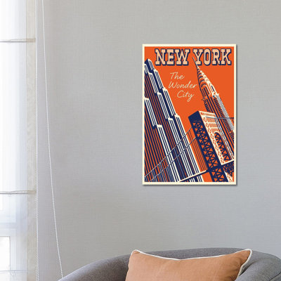 New York, The Wonder City by Vintage Apple Collection - Wrapped Canvas Print