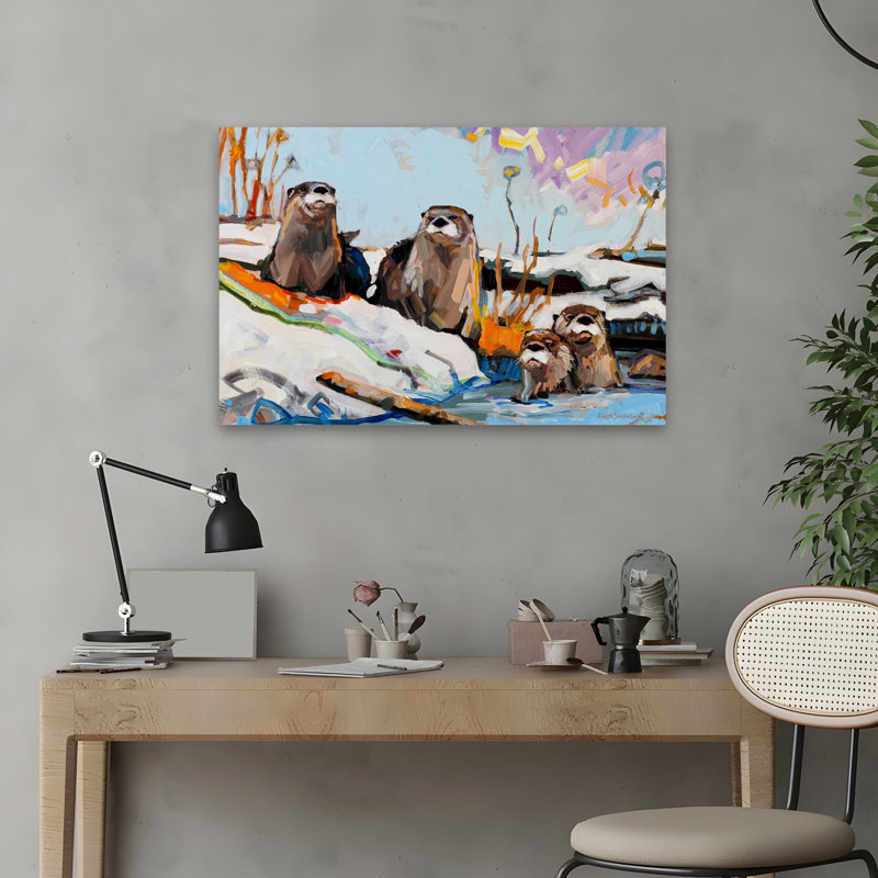 Feux d'artifice - animaux contemporains, faune, rivières, ruisseaux, art de neige, H 16 po x l 24 po