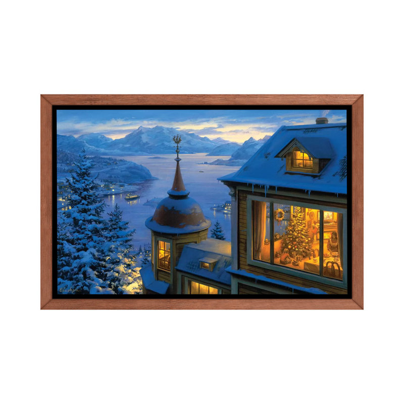 «Coming Home For Christmas» - reproduction de photo, H 18 po x l 26 po x P 1,5 po, Cadre bois classique