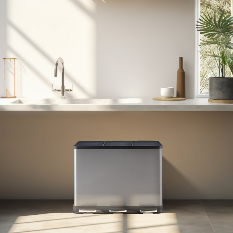 Ajavian Step On Recycling Bin, 9.2, 44cm H x 59cm W x 32cm D