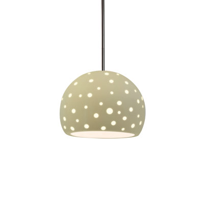 Luminaire suspendu sphère 1 lumière perforée - vanille (brillant) - nickel brossé - l 7 po x H 6 po - ampoule remplaçable - tige rigide
