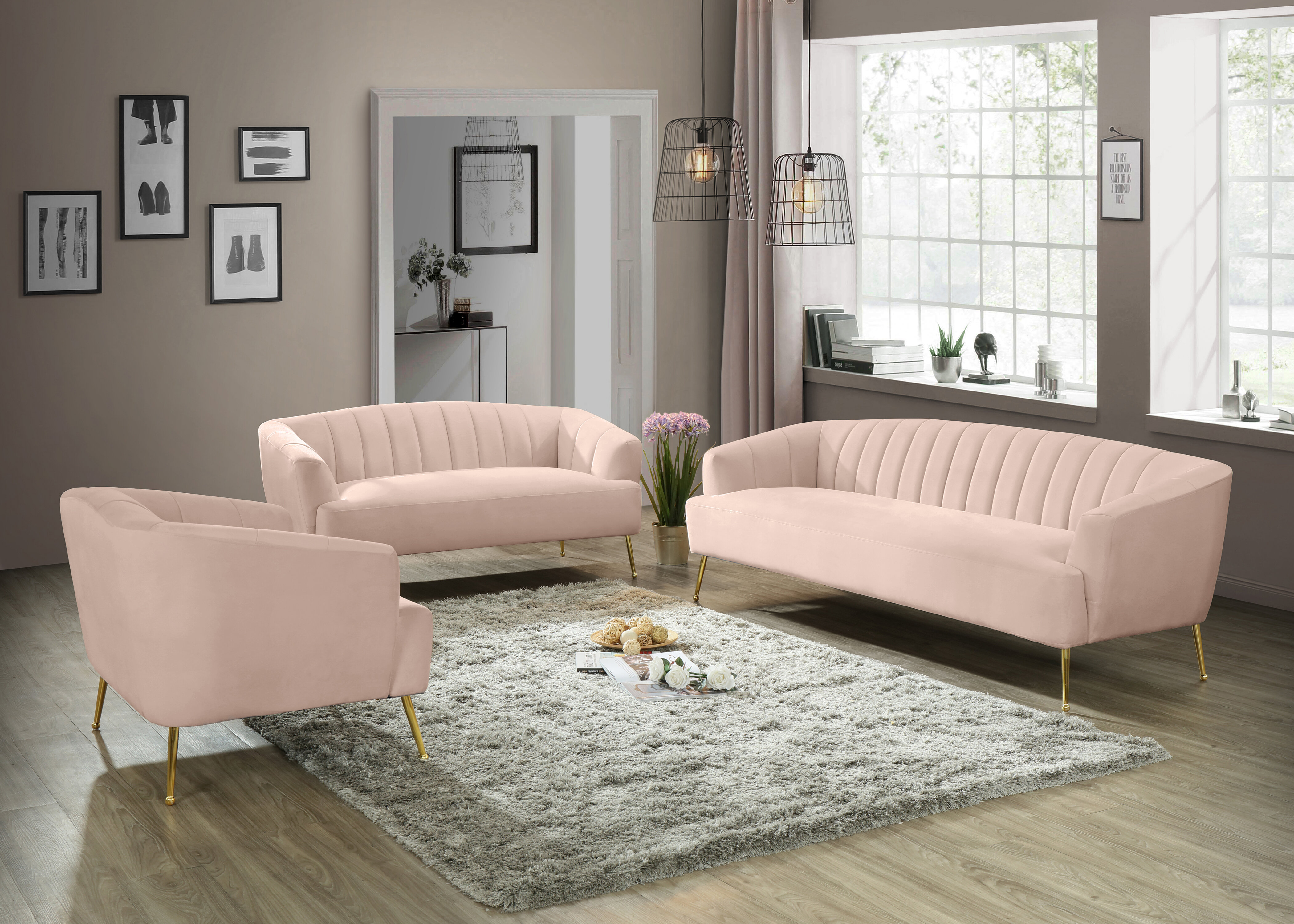 Tremaine 3 - Piece Velvet Living Room Set