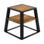 Chaises longues de patio modernes avec rangement, ensemble de fauteuils inclinables réglables en bois et fer noir.-467456555