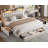 Upholstered Storage Bed Frame with 3 Drawers and 2-Tier Shelf Headboard,No-Noise-986040804-959429842