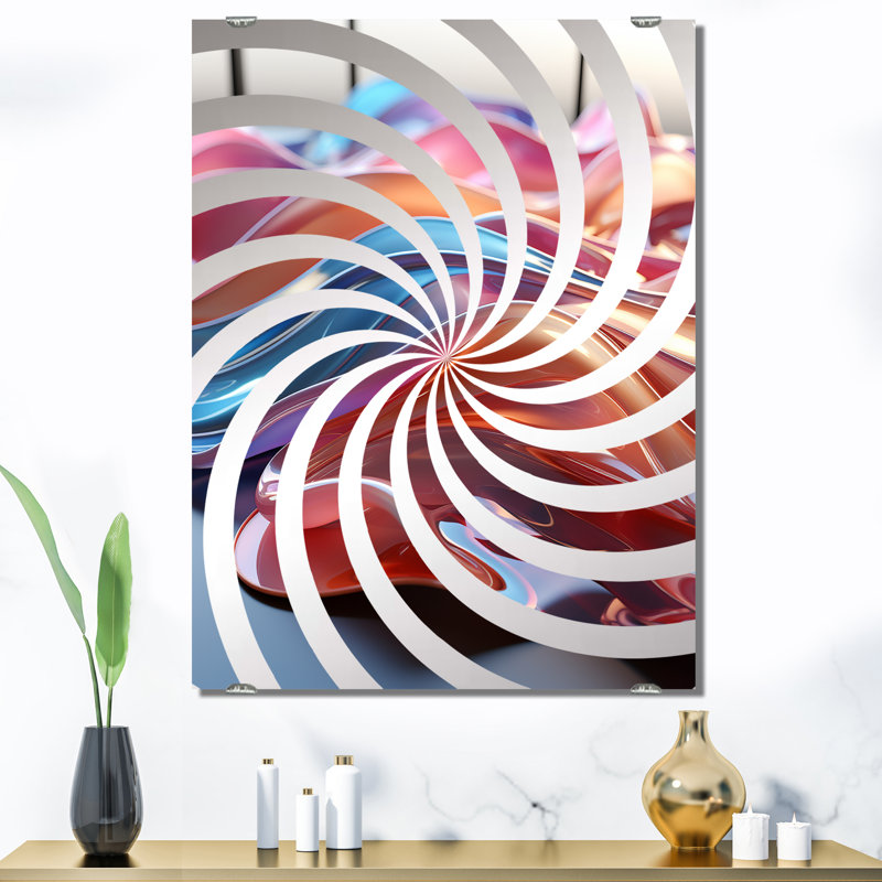 Élégant II - Grand miroir mural fractal abstrait MIR137521, 40 po x 30 po