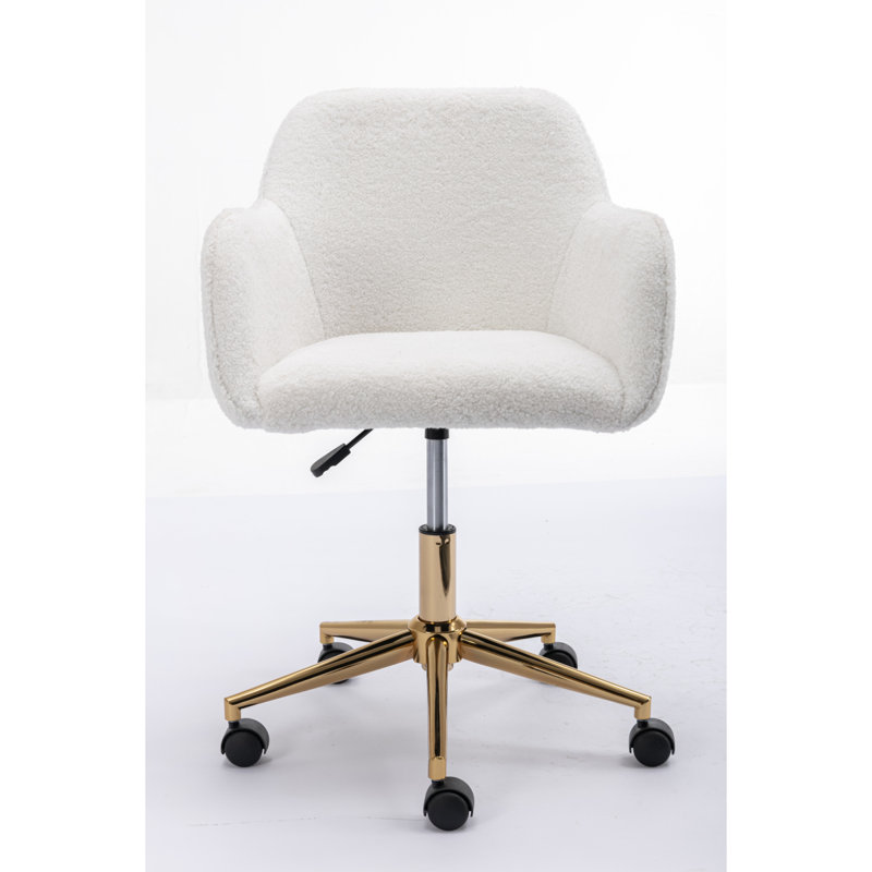 Modern Teddy Fabric Material Adjustable Height 360 Revolving Home Office Chair With Metal Legs Universal Wheel For Indoor