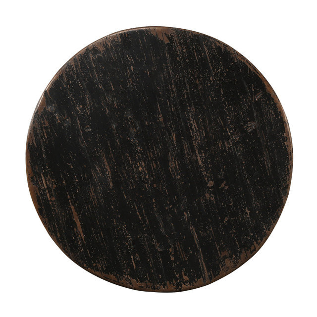 Approx. 23 Inches Round Side Table Distressed Black