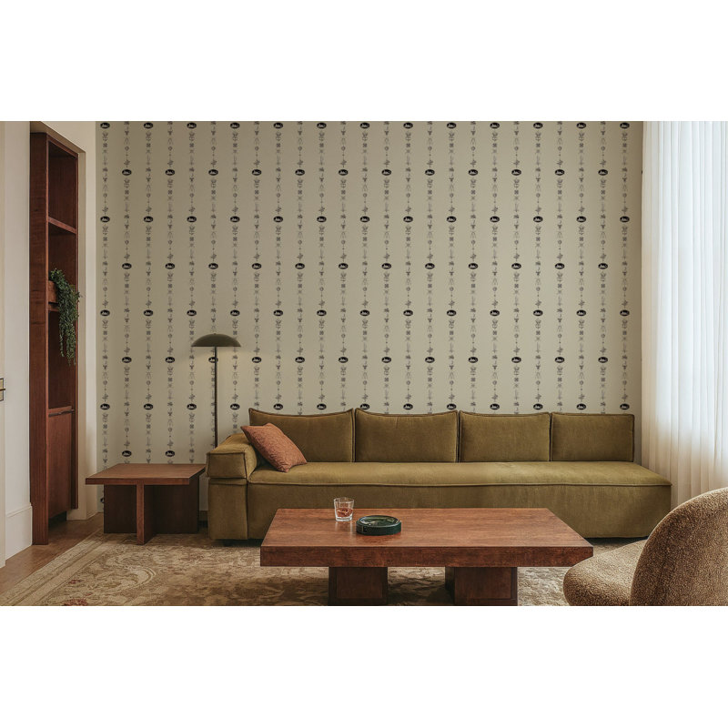 NeoClassical Stripe - Cream and Black Wallpaper, Gray