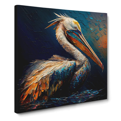 Pelican Palette Knife Painting - Wrapped Canvas