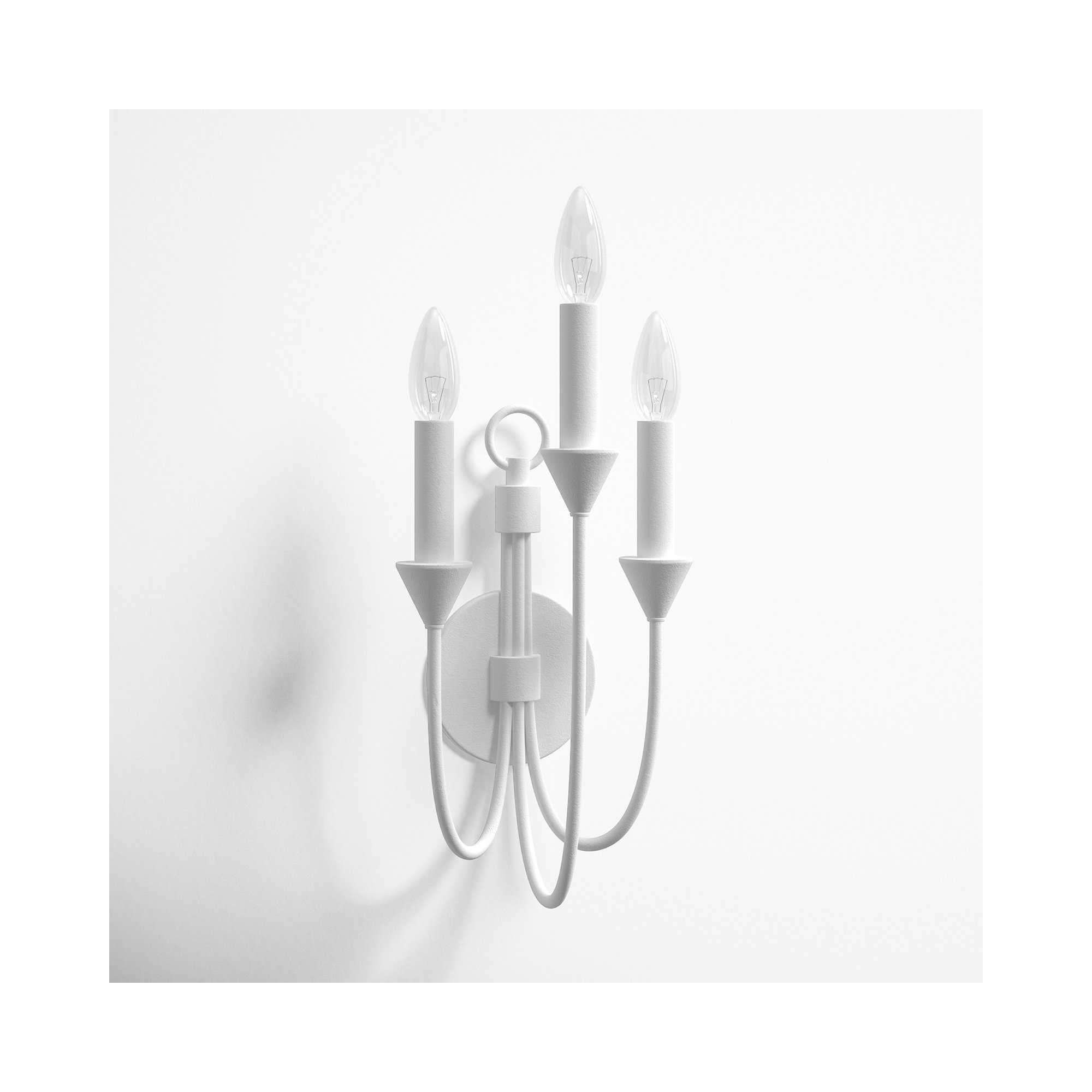 3 Light Dimmable Candle Wall Light, Gesso White