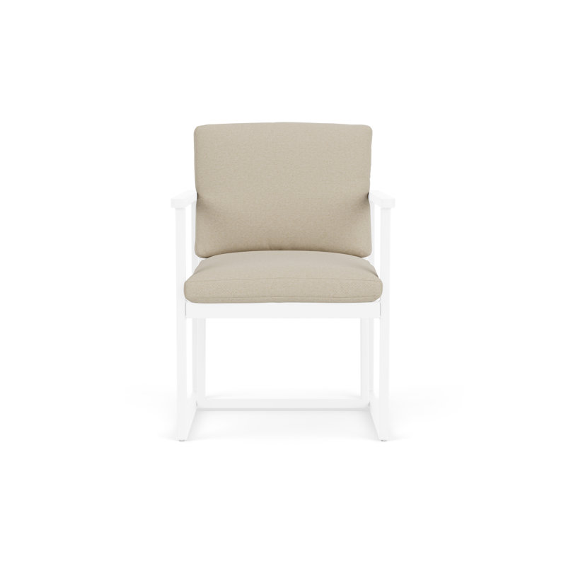 Summit Outdoor Dining Armchair, Linen, Rumba Straw, White