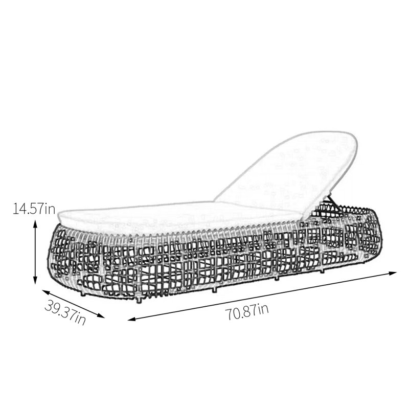 Chaise longue d'extérieur en rotin PE, Noir