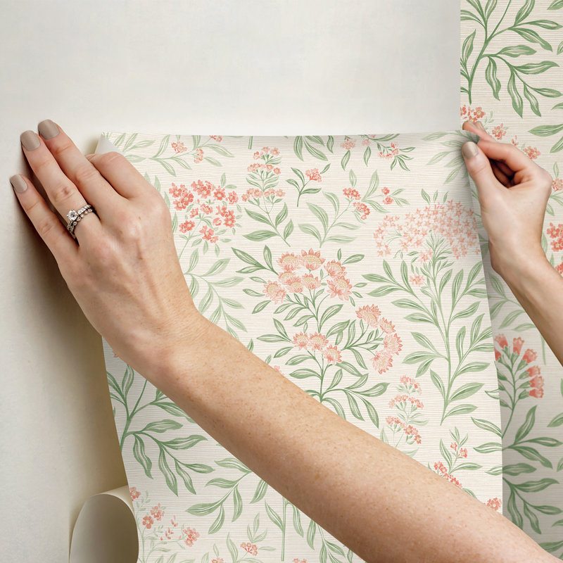 Papier peint floral à feuilles