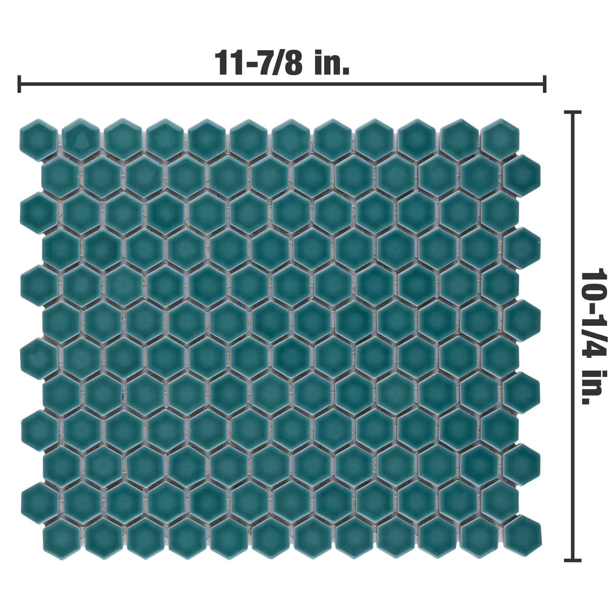 Tribeca 1" Hex Glossy 10-1/4 " x 11-7/8 " Porcelain Mosaic Floor and Wall Tile, Jade