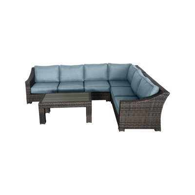 Ensemble de conversation modulaire en rotin avec coussins Donley