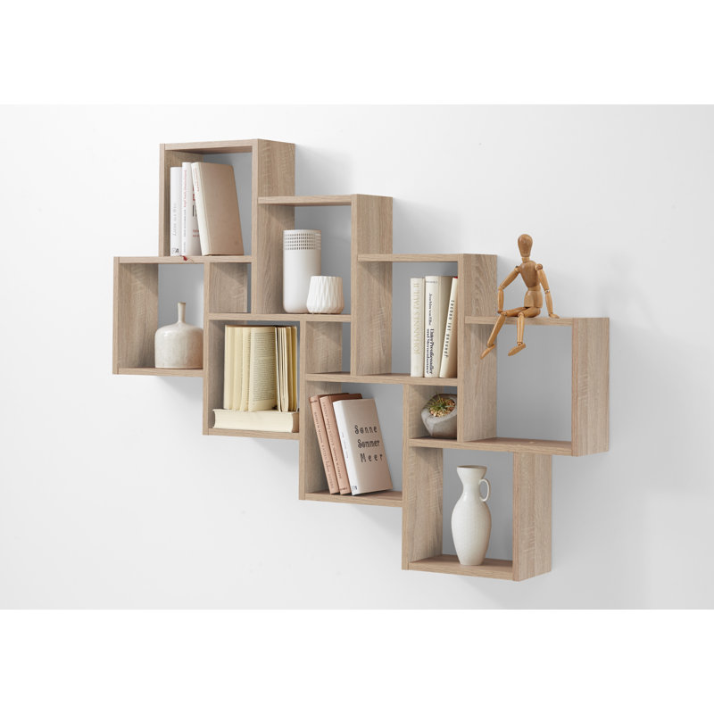 11 Piece Asymmetrical Cube Shelf, Beige