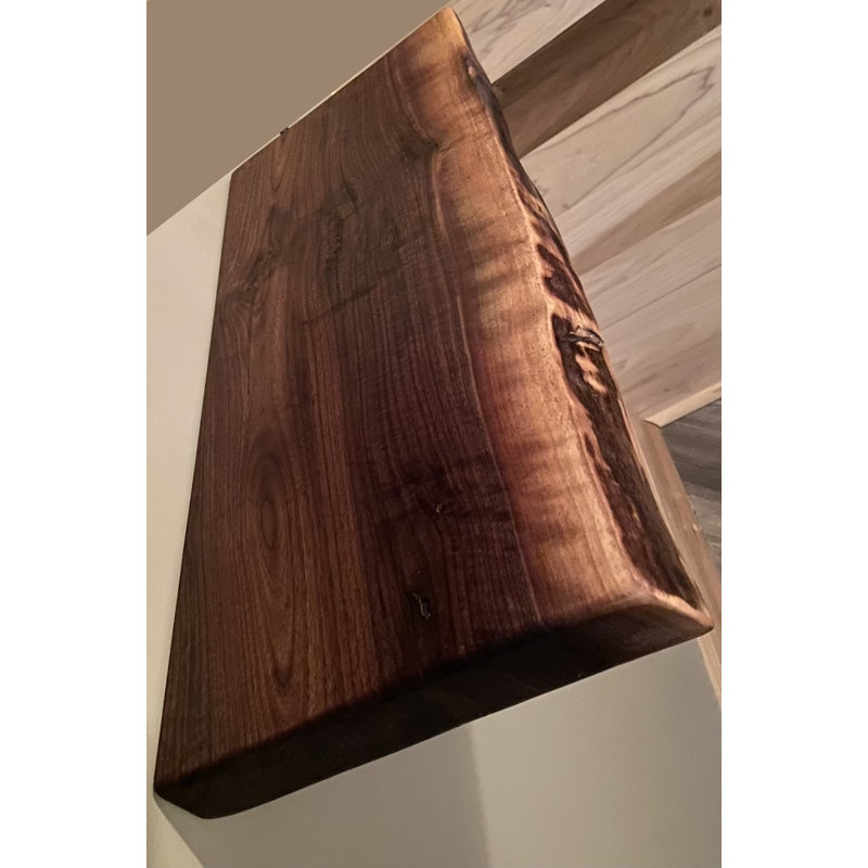 Walnut Floating Shelf with Live Edge, 2" H x 36" W x 12" D
