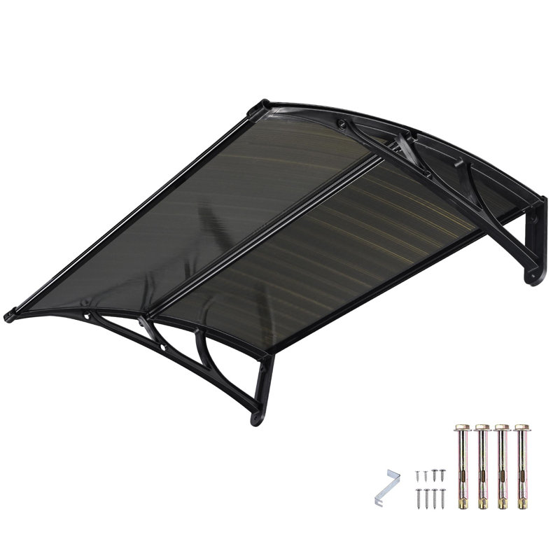 Yescom 29.9'' W x 8.9'' D Plastic Cover Retractable Patio Awning, Brown