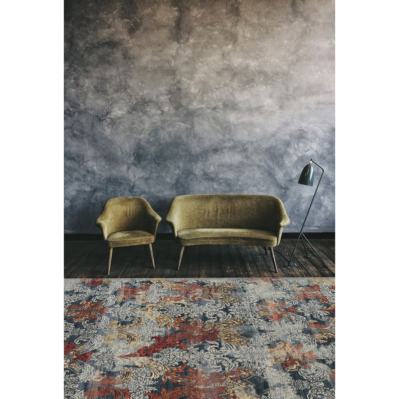 Très Jolie Hand Knotted Wool Area Rug in Blues