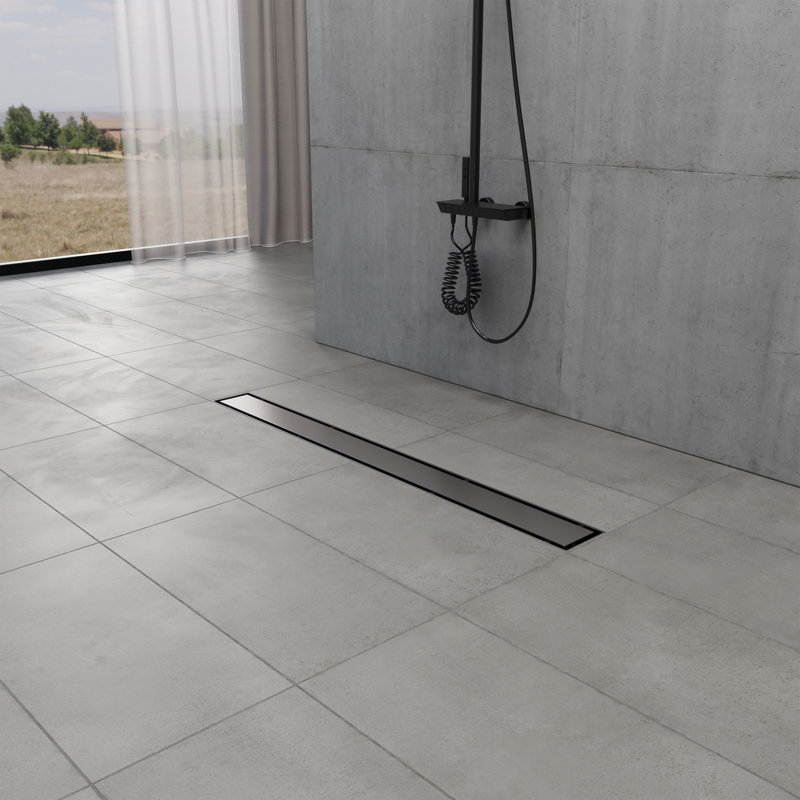 Kingston Brass Watercourse 28-Inch Stainless Steel Linear Shower Drain With Flange And Hair Trap, Matte Black