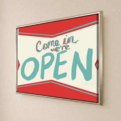 «Retro Open Sign» par Jen Bucheli - Impression sur toile