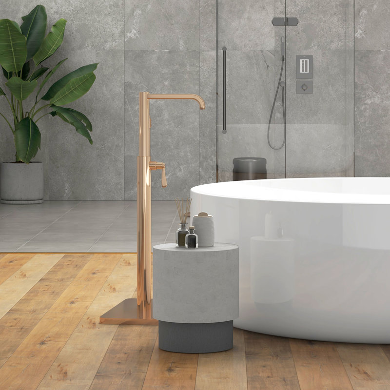 Table grise imitant le béton, ronde, 4 pieds réglables, légère, pour l'intérieur et l'extérieur, capacité de charge de 198 lb