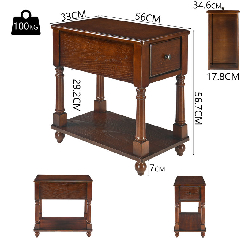 Side Table with Storage, Dark Walnut