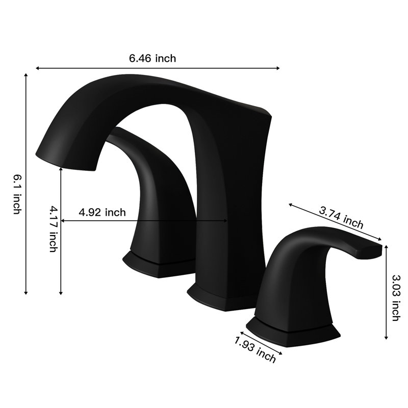 2-handle Bathroom Faucet with Drain Assembly, Black