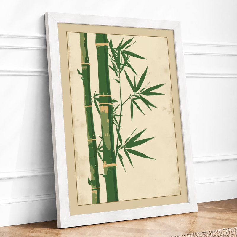 Minimalist Bamboo Study Japandi - Framed Print, A1 - 84.1 x 59.4 cm, White