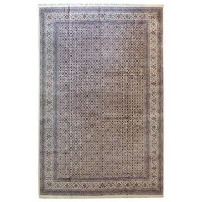 Tapis ivoire en laine noué à la main de conception unique 11 pi 1 po x 18 pi 1 po Tabriz