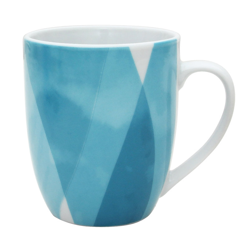 Ensemble de 4 tasses 12 oz en forme de tonneau en forme de tonneau, avec décalcomanie géométrique complète en plusieurs couleurs