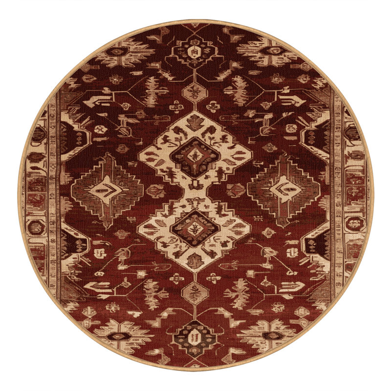 Tapis brun lavable à la machine, Rond 3 pi