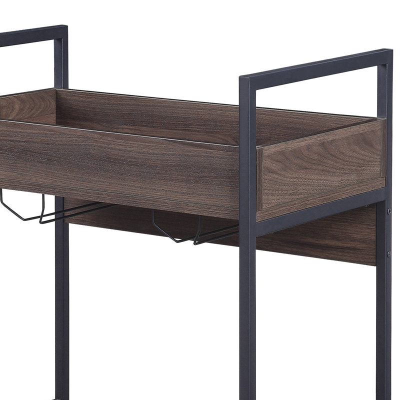 Chariot de service noyer et noir avec 2 tablettes, Brun et noir, H 36,53 po x l 28,53 po x P 17,53 po