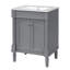 Meuble-lavabo 24 po avec lavabo supérieur, meuble de rangement moderne à 2 niveaux, meuble-lavabo simple, grandes tablettes de rangement