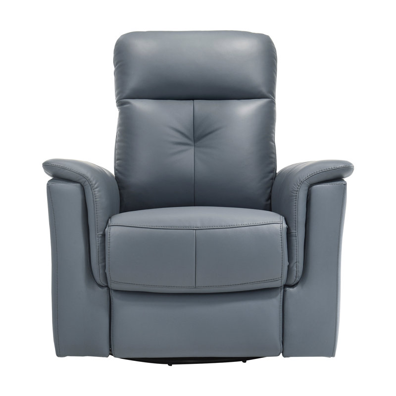 Blue Gray Leather Upholstered Reclining Chair Swivel Glider Motion Modern Living Room Furniture Comfort Chair 1Pc, Blue