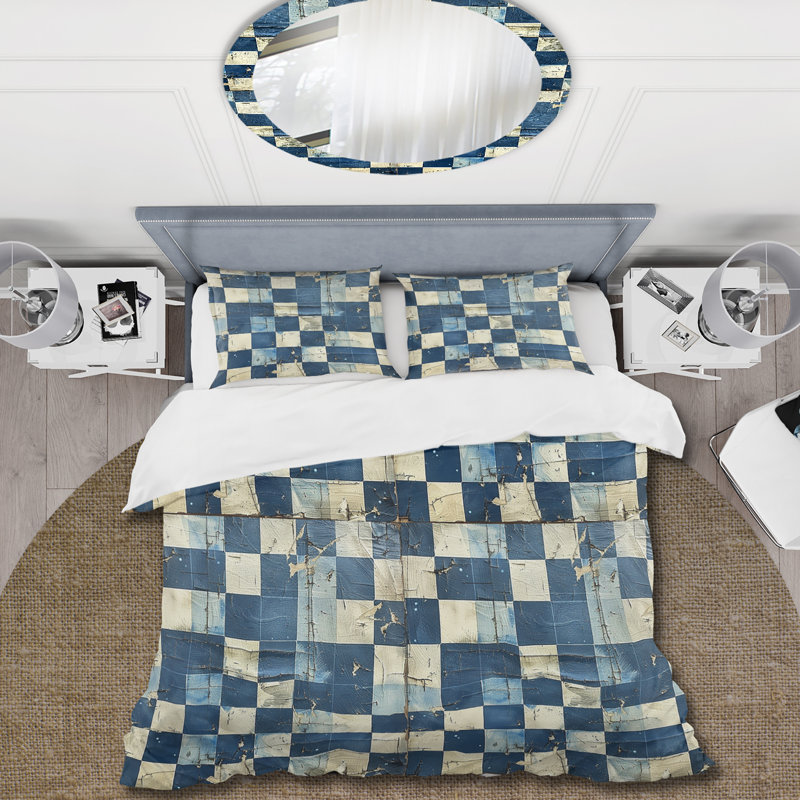 Ensemble de housse de couette Mid-Century Gingham III - Mid-Century, Housse de couette simple + 2 taies décoratives st
