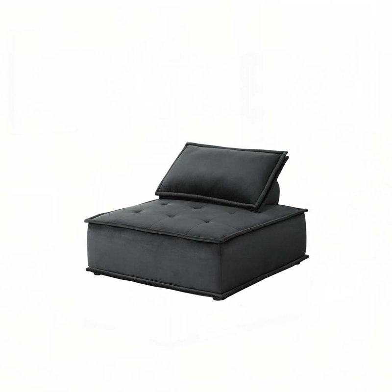 Ensemble de 2 chaises longues sans accoudoirs en velours noir Anna