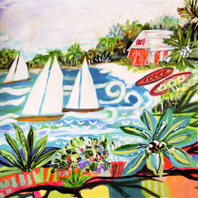 " Cottage By The Bay II " by Karen Fields Painting Print