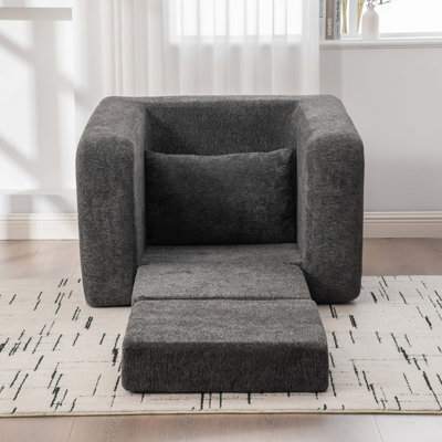 Canapé-lit simple pliable de 40 po avec accoudoirs et dossier, lit d'appoint convertible en chenille désossée avec matelas pour lit d'appoint, salon et chambre à coucher