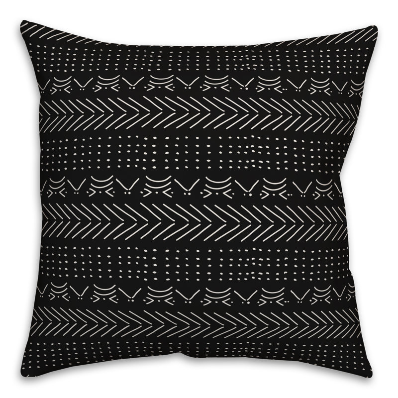 Chevron Throw Pillow, 16" x 16", Black Geometric 3