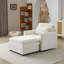 Canapé modulaire simple + repose-pieds avec coussins en chenille beige de 22 po + 2 coussins décoratifs - Taille compacte pour appartement, salon, chambre à coucher