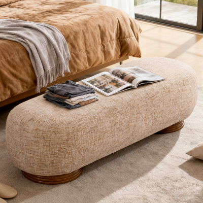 59.1" Upholstered Bench With Solid Wood Frame And Bentwood Legs, Fully Assembled by Corrigan Studio